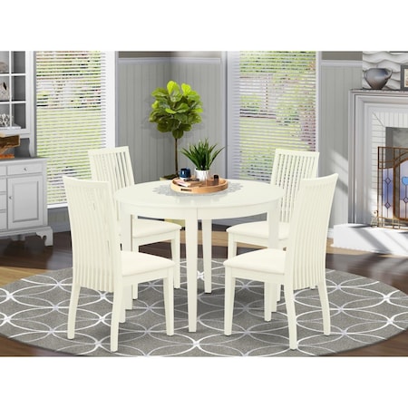 East West Furniture 5 Piece Boston Dining Set - Linen White BOIP5-WHI-C